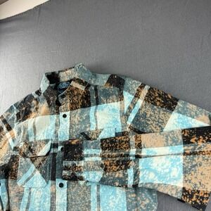Angry Minnow Shirt Men's M Blue Wild Child Gypsy Plaid Flannel Flap Pockets VTG